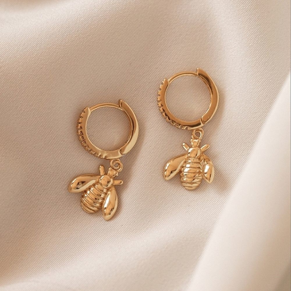 Honey Bee Huggie Hoop Earrings